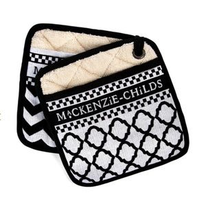 Mackenzie Childs Black & White Zig Zag Potholders - Set of 2